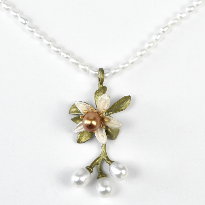 Orange Blossom and Pearl Necklace - Goldmakers Fine Jewelry