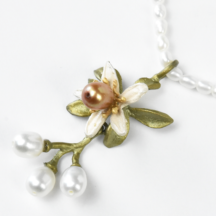 Orange Blossom and Pearl Necklace - Goldmakers Fine Jewelry