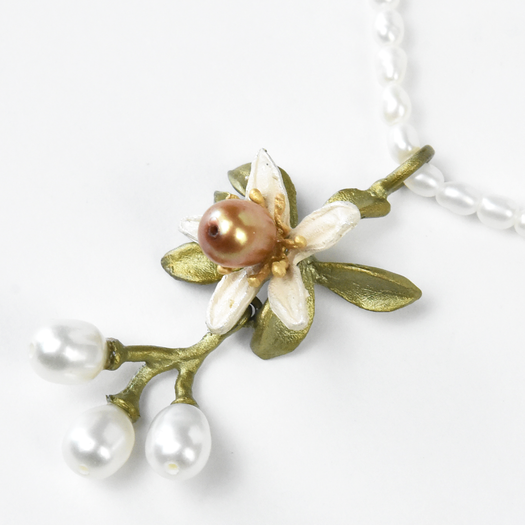Orange Blossom and Pearl Necklace - Goldmakers Fine Jewelry