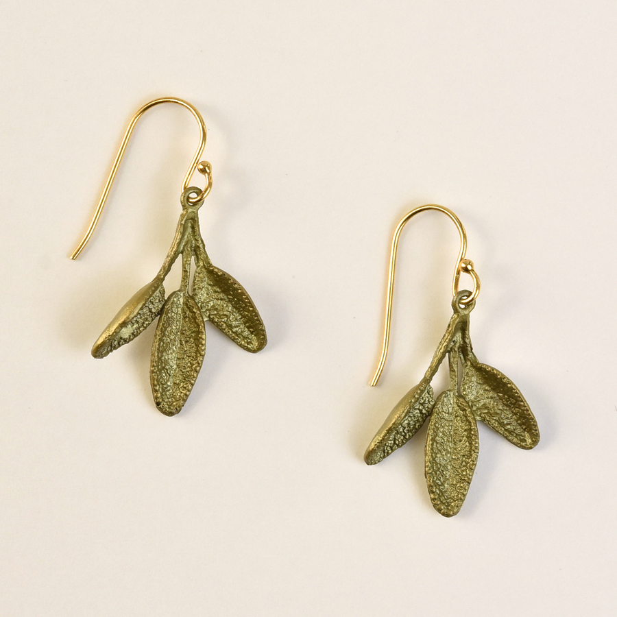 Small Sage French Wire Earrings - Goldmakers Fine Jewelry