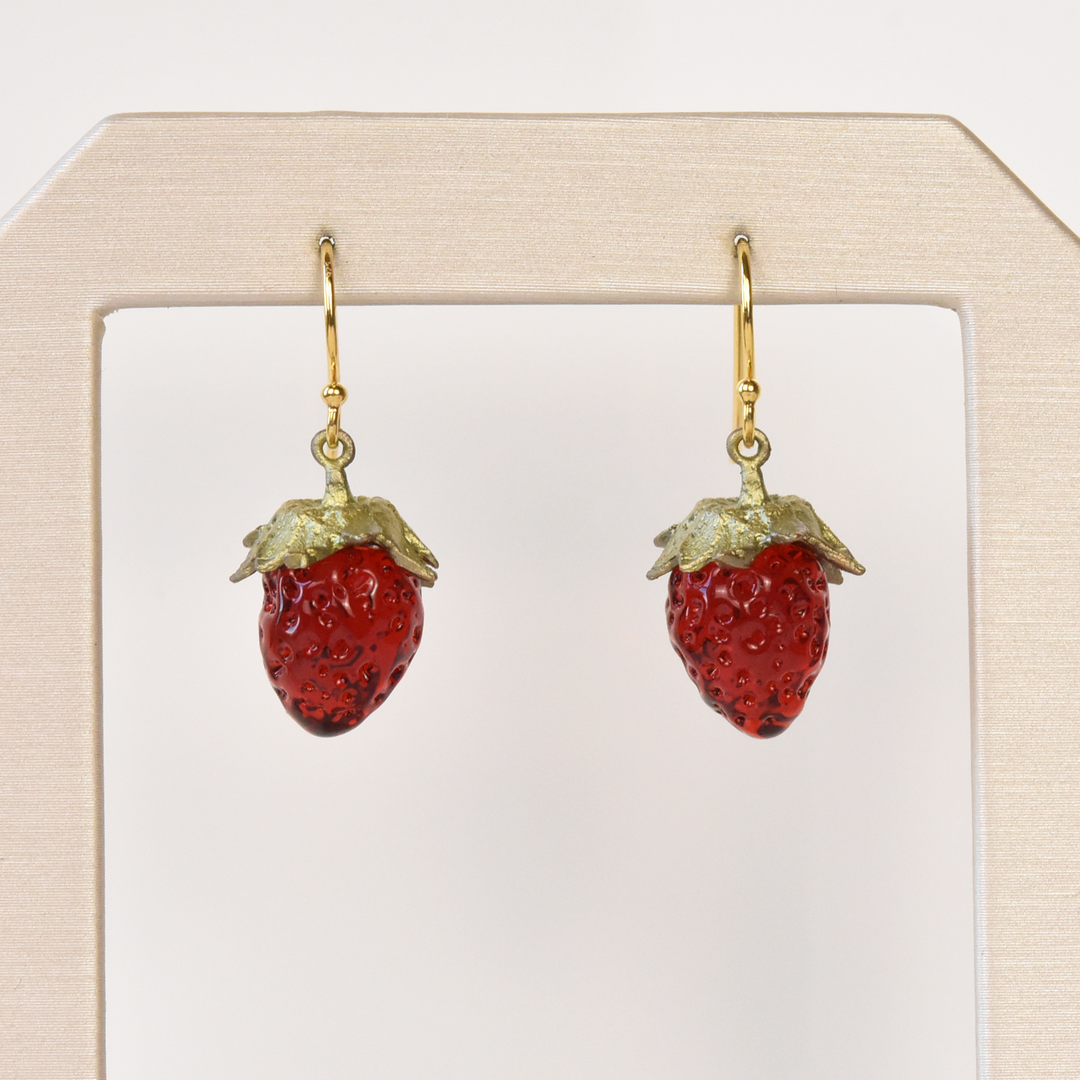 Cast Glass Strawberry Earrings - Goldmakers Fine Jewelry