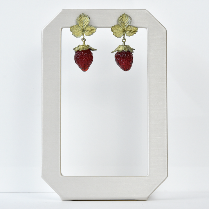 Strawberry Leaf Post Earrings - Goldmakers Fine Jewelry