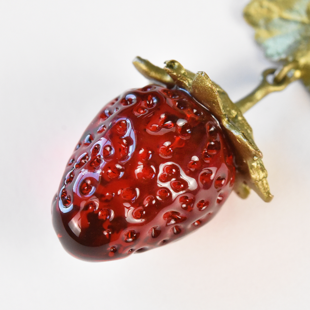 Strawberry Pendant with Leaf - Goldmakers Fine Jewelry