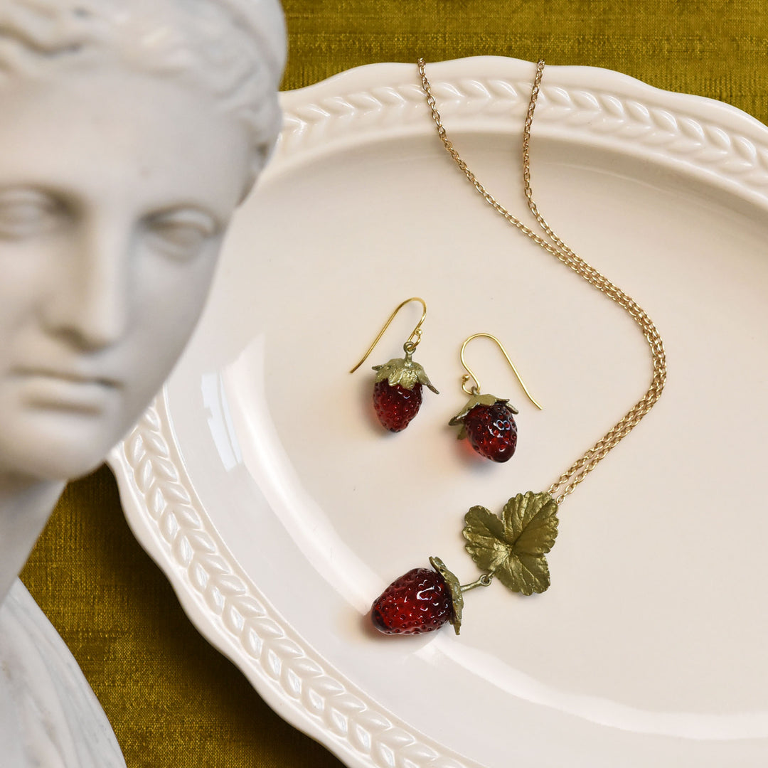 Cast Glass Strawberry Earrings - Goldmakers Fine Jewelry