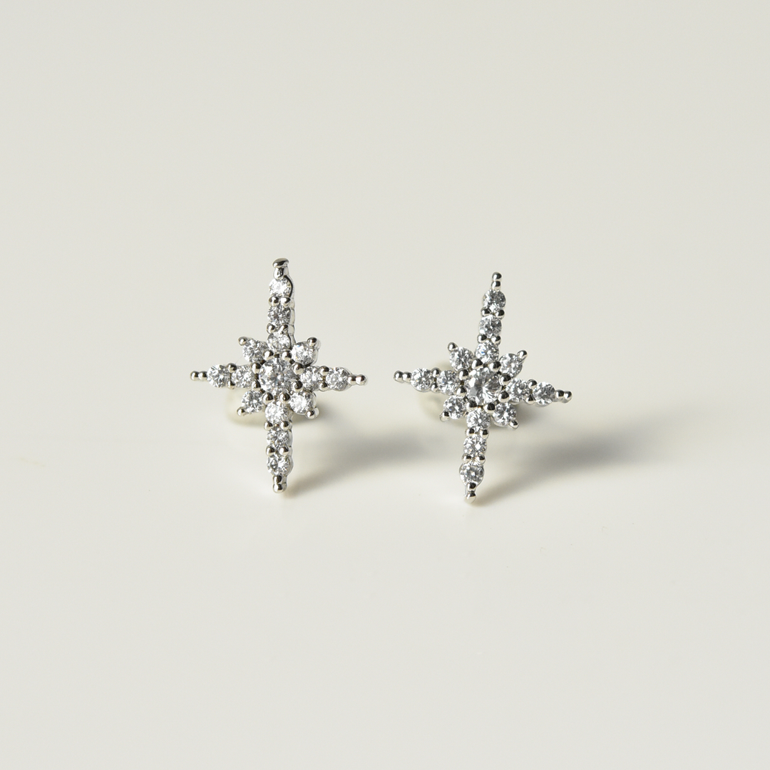 Crystal Starburst Stud Earrings - Goldmakers Fine Jewelry