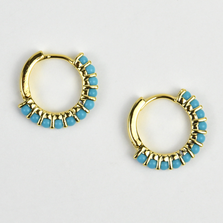 Azura Huggie Hoops in Turquoise - Goldmakers Fine Jewelry