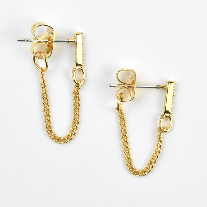Piper Bar Chain Earrings - Goldmakers Fine Jewelry