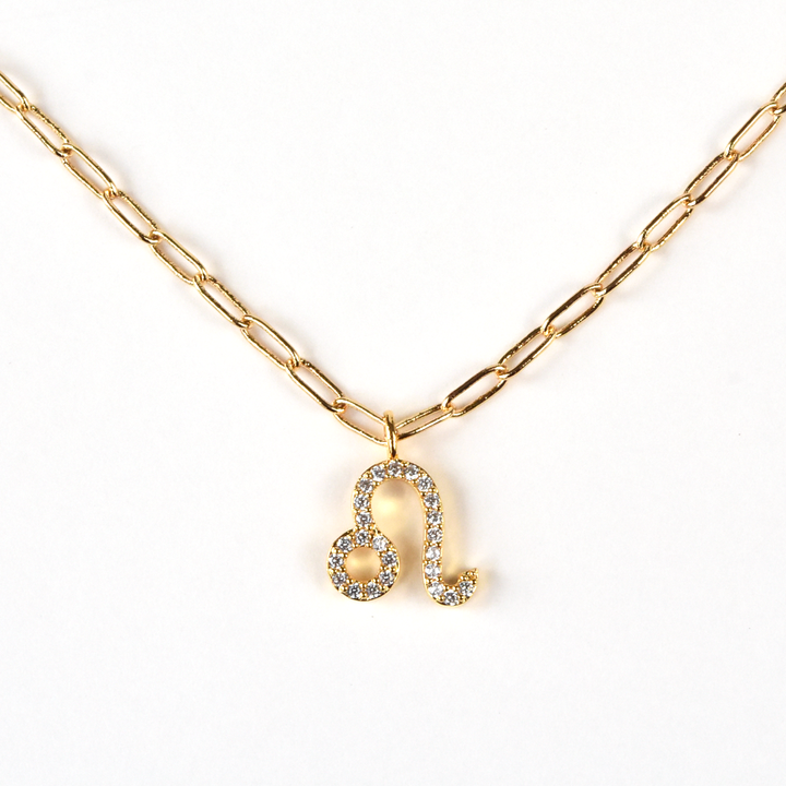 Zodiac Necklace on Paperclip Chain - Goldmakers Fine Jewelry