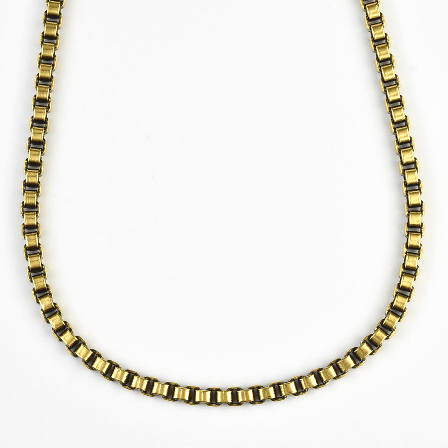 Brass Box Chain Necklace - Goldmakers Fine Jewelry