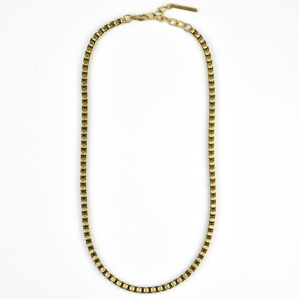 Brass Box Chain Necklace - Goldmakers Fine Jewelry
