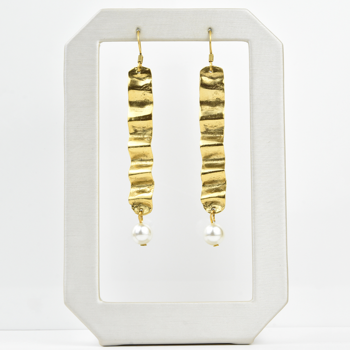 Wave & Pearl Earrings - Goldmakers Fine Jewelry