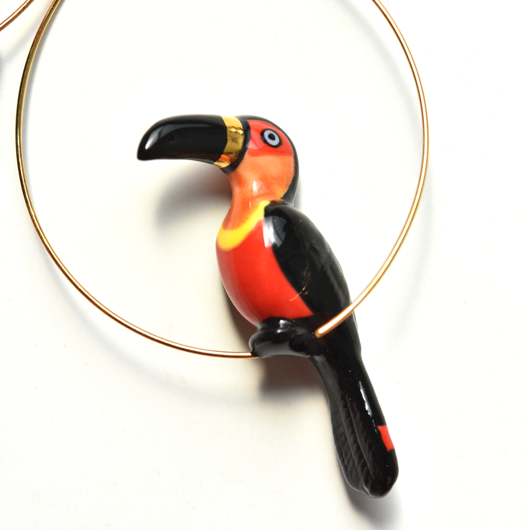 Black and Gold Toucan Hoops - Goldmakers Fine Jewelry