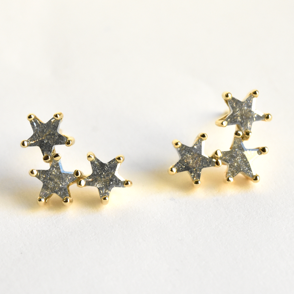 Asteria 3 Star Studs - Goldmakers Fine Jewelry