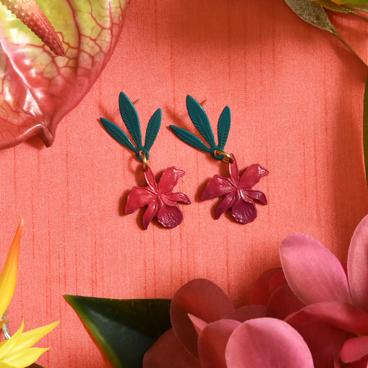Sunset Orchid Earrings - Goldmakers Fine Jewelry