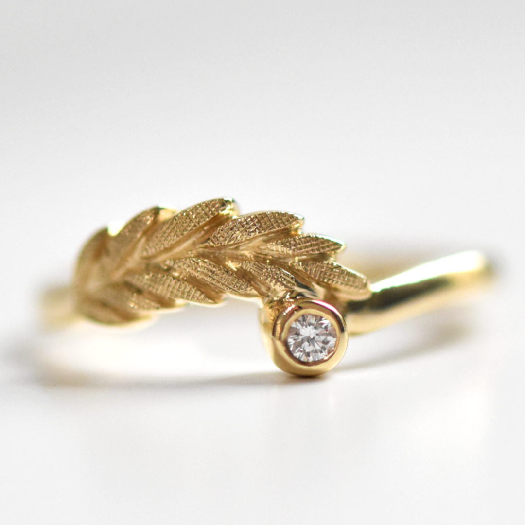 Diamond Wheat Ring in Yellow Gold - Goldmakers Fine Jewelry