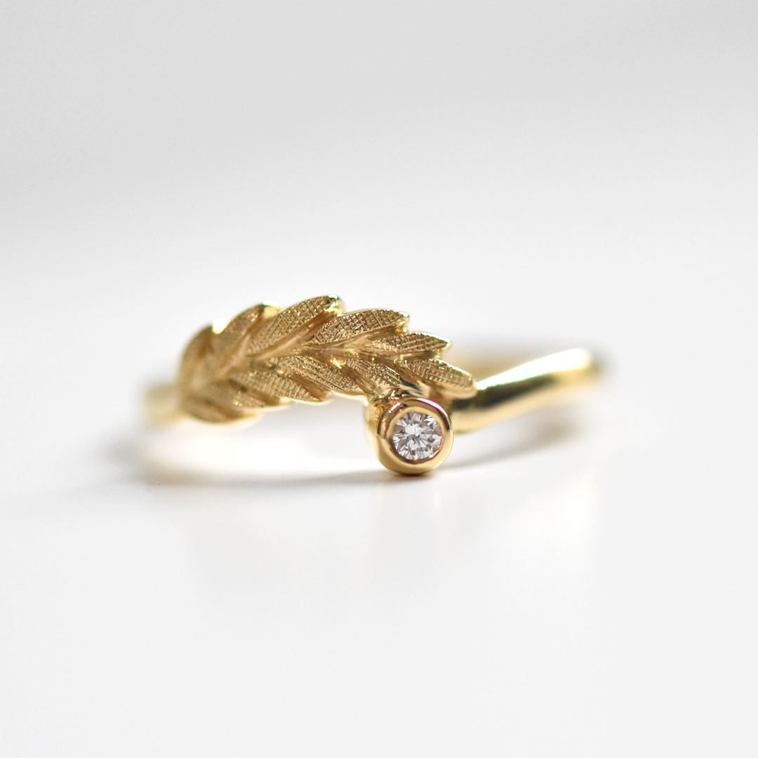 Diamond Wheat Ring in Yellow Gold - Goldmakers Fine Jewelry