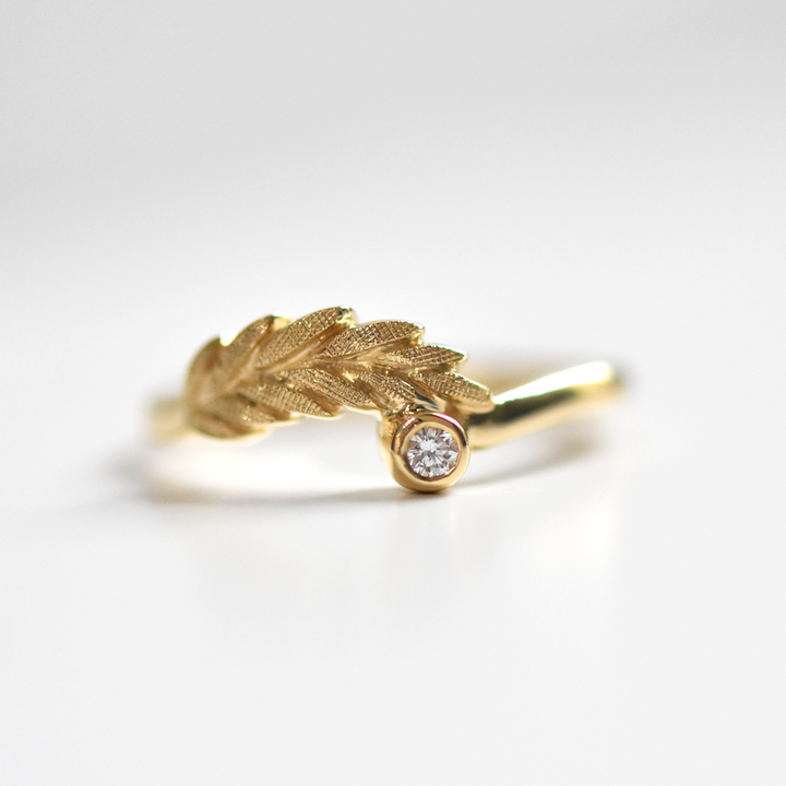 Diamond Wheat Ring in Yellow Gold - Goldmakers Fine Jewelry