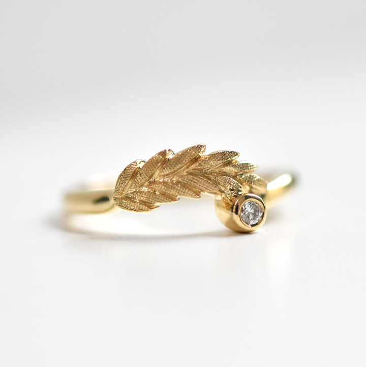 Diamond Wheat Ring in Yellow Gold - Goldmakers Fine Jewelry