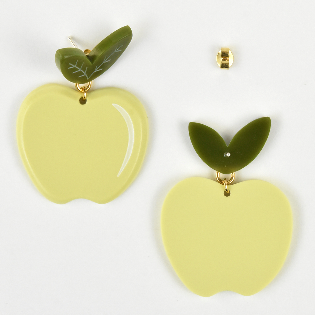 Large Green Apple Earrings - Goldmakers Fine Jewelry