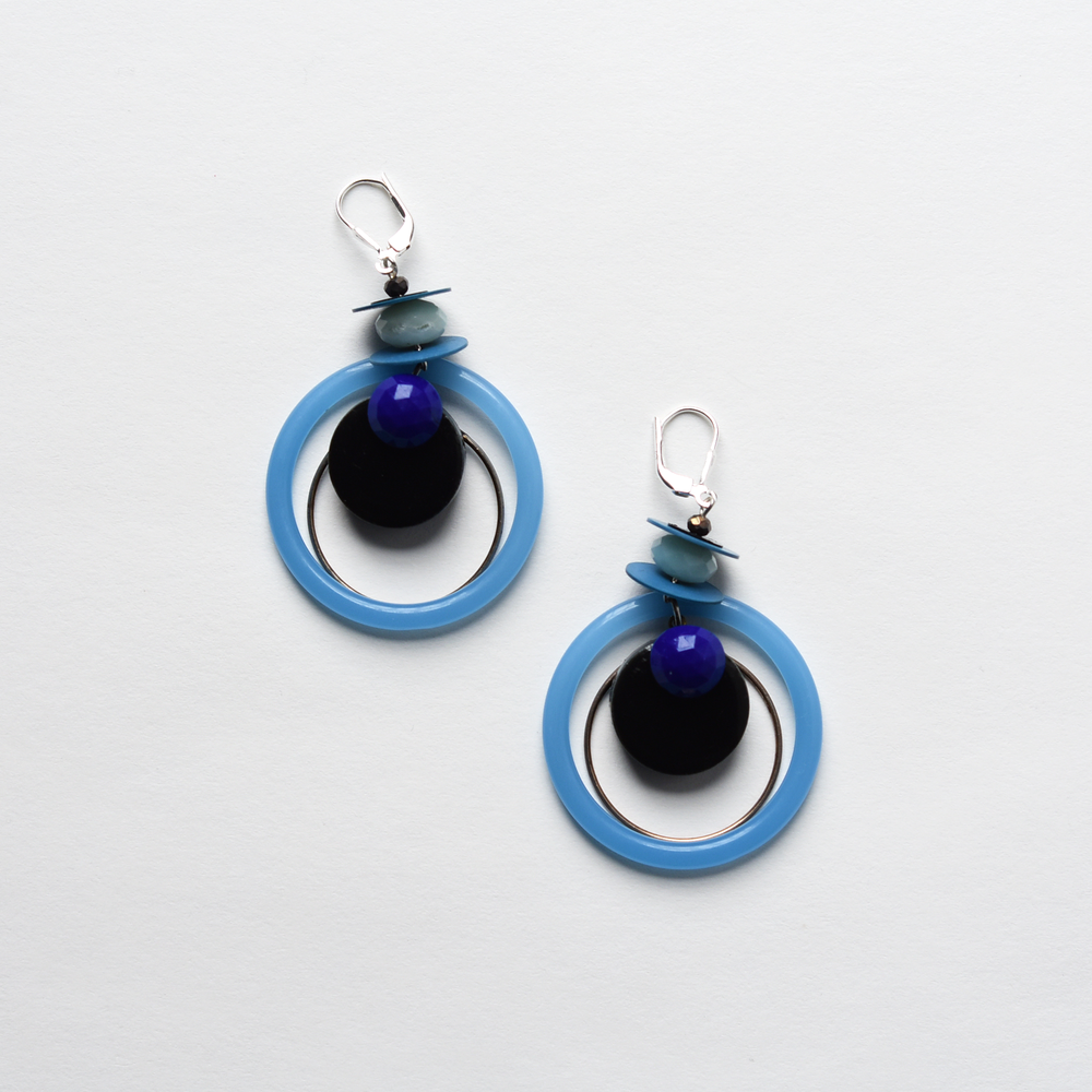 Blue Art Glass Drops - Goldmakers Fine Jewelry