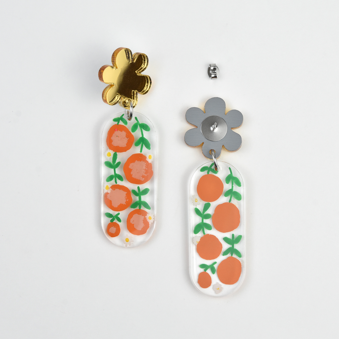 Orange Blossom Flower Resin Earrings - Goldmakers Fine Jewelry