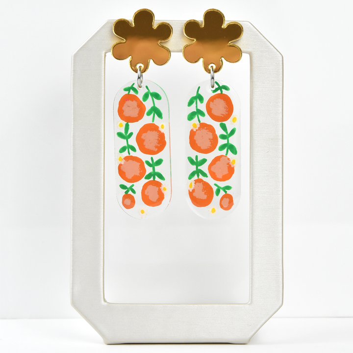 Orange Blossom Flower Resin Earrings - Goldmakers Fine Jewelry