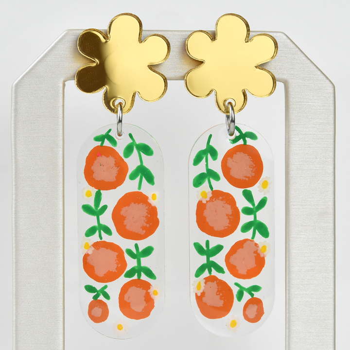 Orange Blossom Flower Resin Earrings - Goldmakers Fine Jewelry