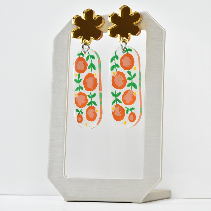 Orange Blossom Flower Resin Earrings - Goldmakers Fine Jewelry