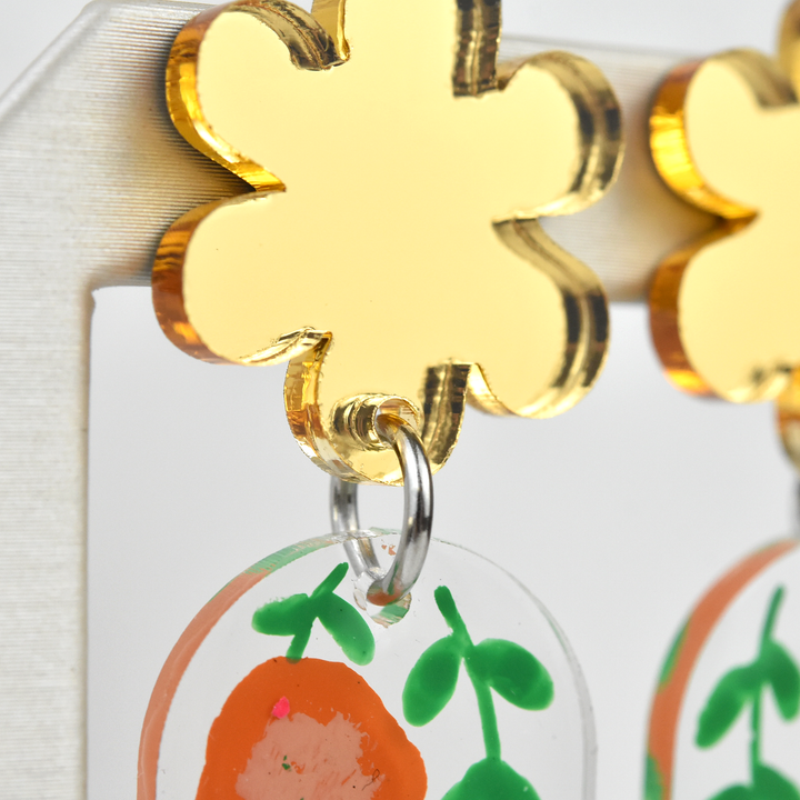 Orange Blossom Flower Resin Earrings - Goldmakers Fine Jewelry