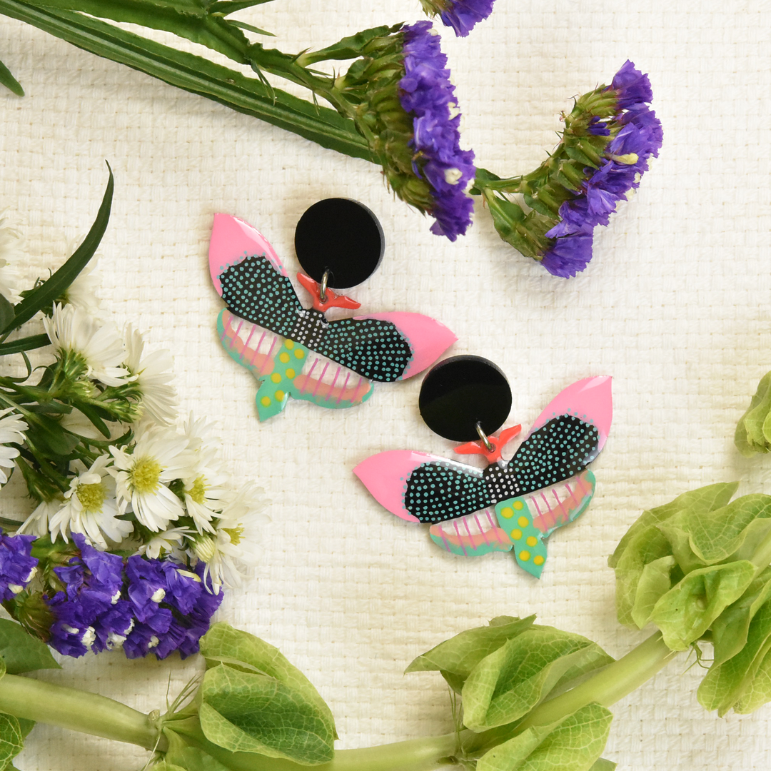 Pastel and Black Butterfly Earrings - Goldmakers Fine Jewelry