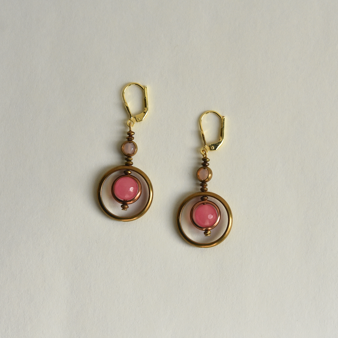 Candy Pink Circle Drops - Goldmakers Fine Jewelry