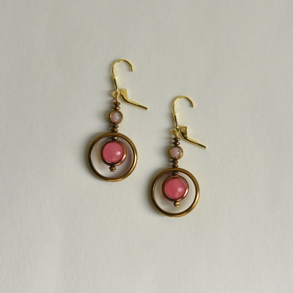 Candy Pink Circle Drops - Goldmakers Fine Jewelry