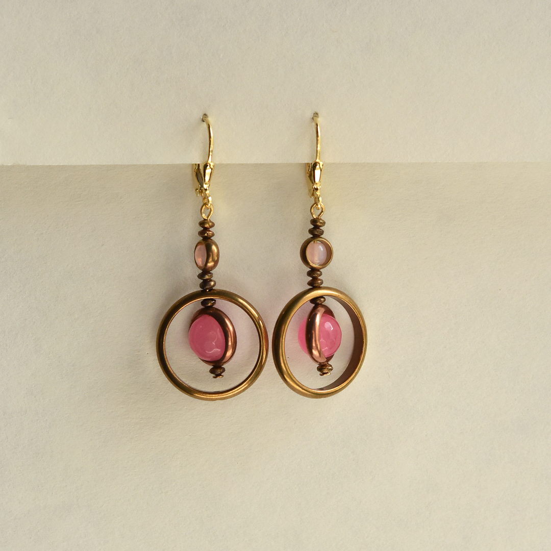 Candy Pink Circle Drops - Goldmakers Fine Jewelry