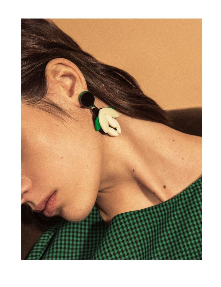 Circa Natura Flora Earrings in Green - Goldmakers Fine Jewelry