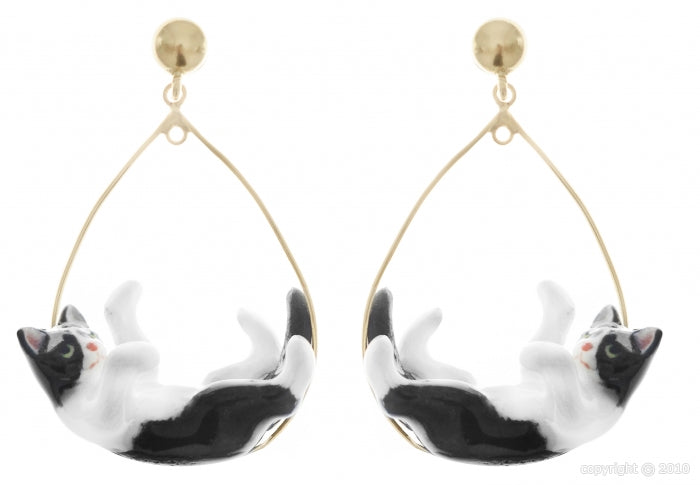 Tuxedo Kitty Earrings - Goldmakers Fine Jewelry