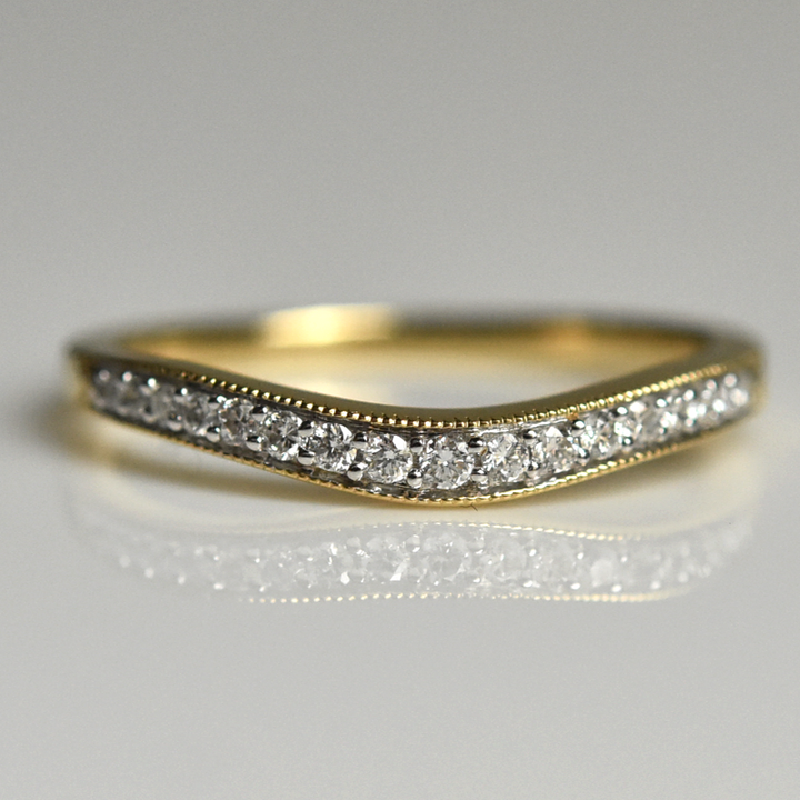 Curved Diamond Engagement Band in Yellow Gold - Goldmakers Fine Jewelry