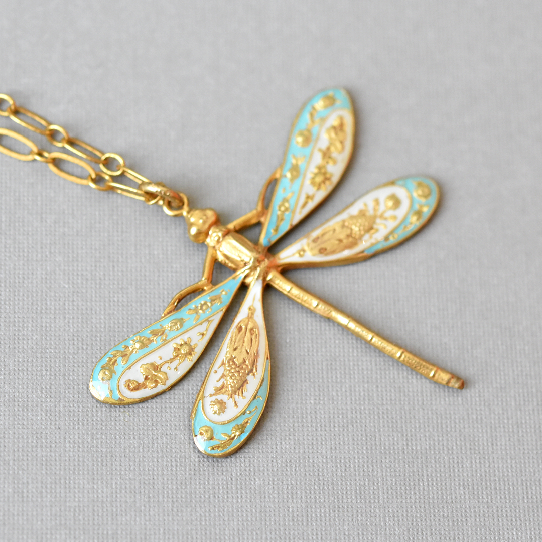 Enamel Dragonfly Necklace - Goldmakers Fine Jewelry