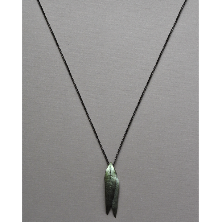 Long Double Leaf Eucalyptus Necklace - Goldmakers Fine Jewelry