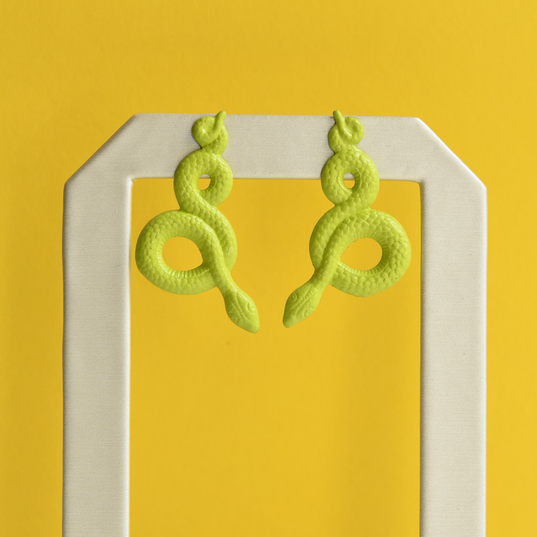 Neon Green Viper Earrings - Goldmakers Fine Jewelry