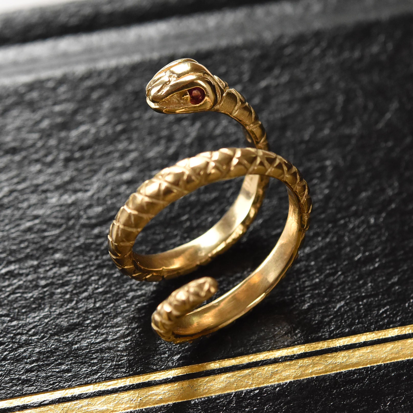 18k Yellow Gold 2.5mm Narrow Ouroboros Delicate Stacking Snake Ring – LEE  BREVARD