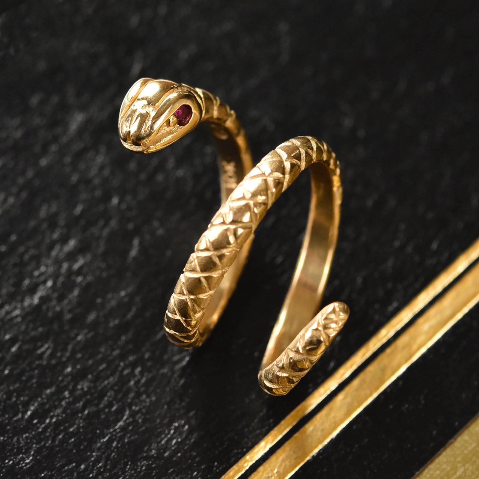 Mens gold hot sale snake ring