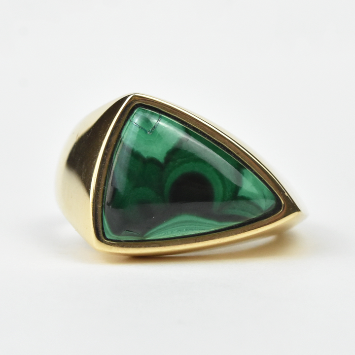 Malachite Gents Ring in 10K Yellow Gold - Goldmakers Fine Jewelry