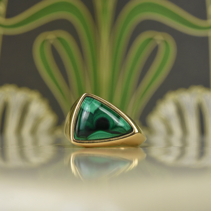 Malachite Gents Ring in 10K Yellow Gold - Goldmakers Fine Jewelry