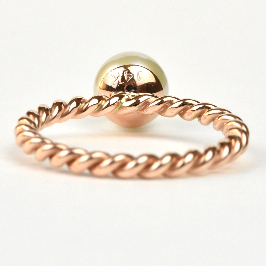 Pearl and Ruby Orb Stacking Ring in Rose Gold - Goldmakers Fine Jewelry
