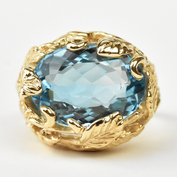 Blue Topaz and Diamond Cocktail Ring - Goldmakers Fine Jewelry