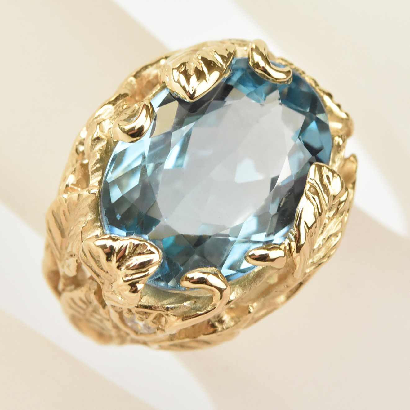 1.91 Ct. London Blue Topaz White Topaz Ring 14K Yellow Gold Jewelry