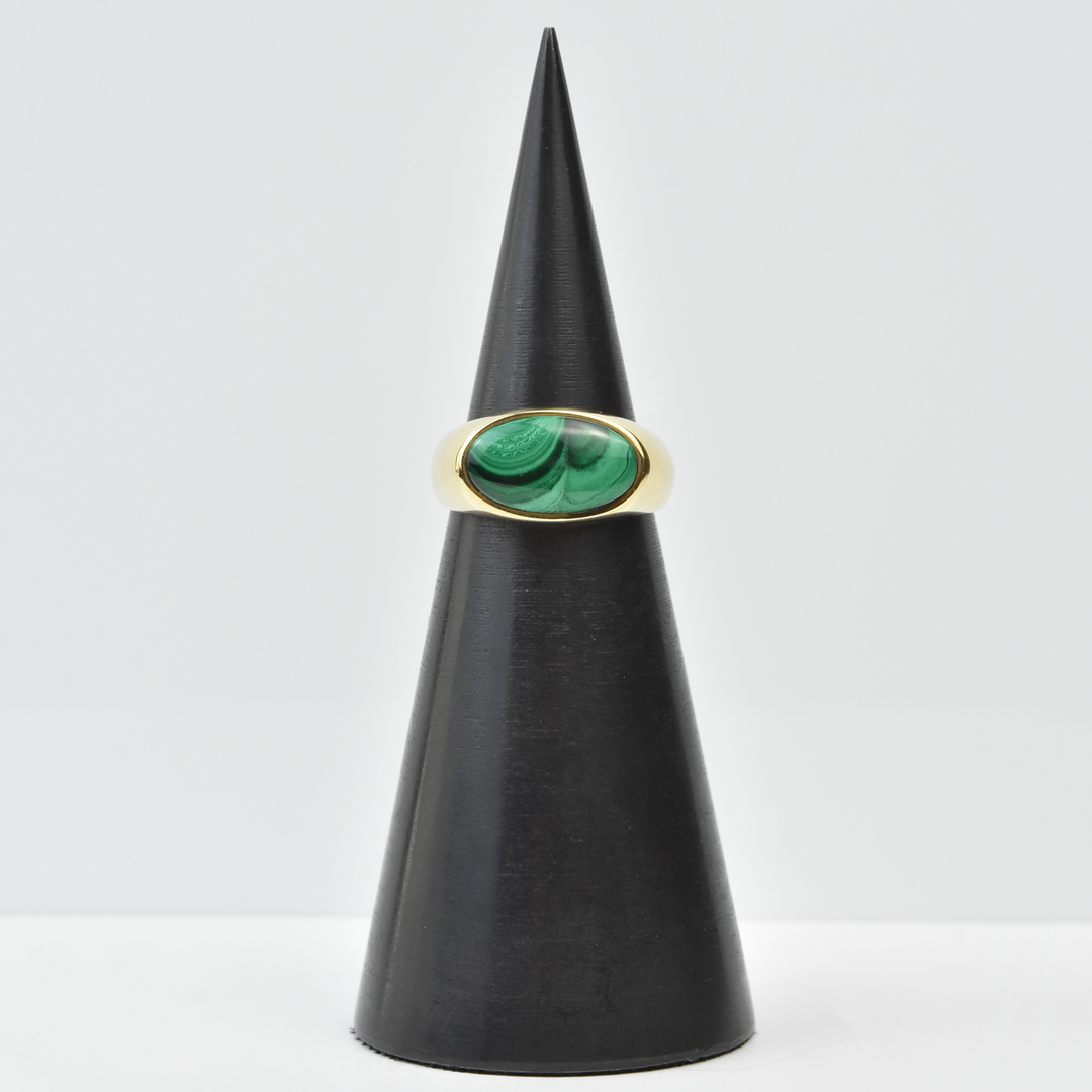 Malachite Gents Ring in 14K Yellow Gold - Goldmakers Fine Jewelry