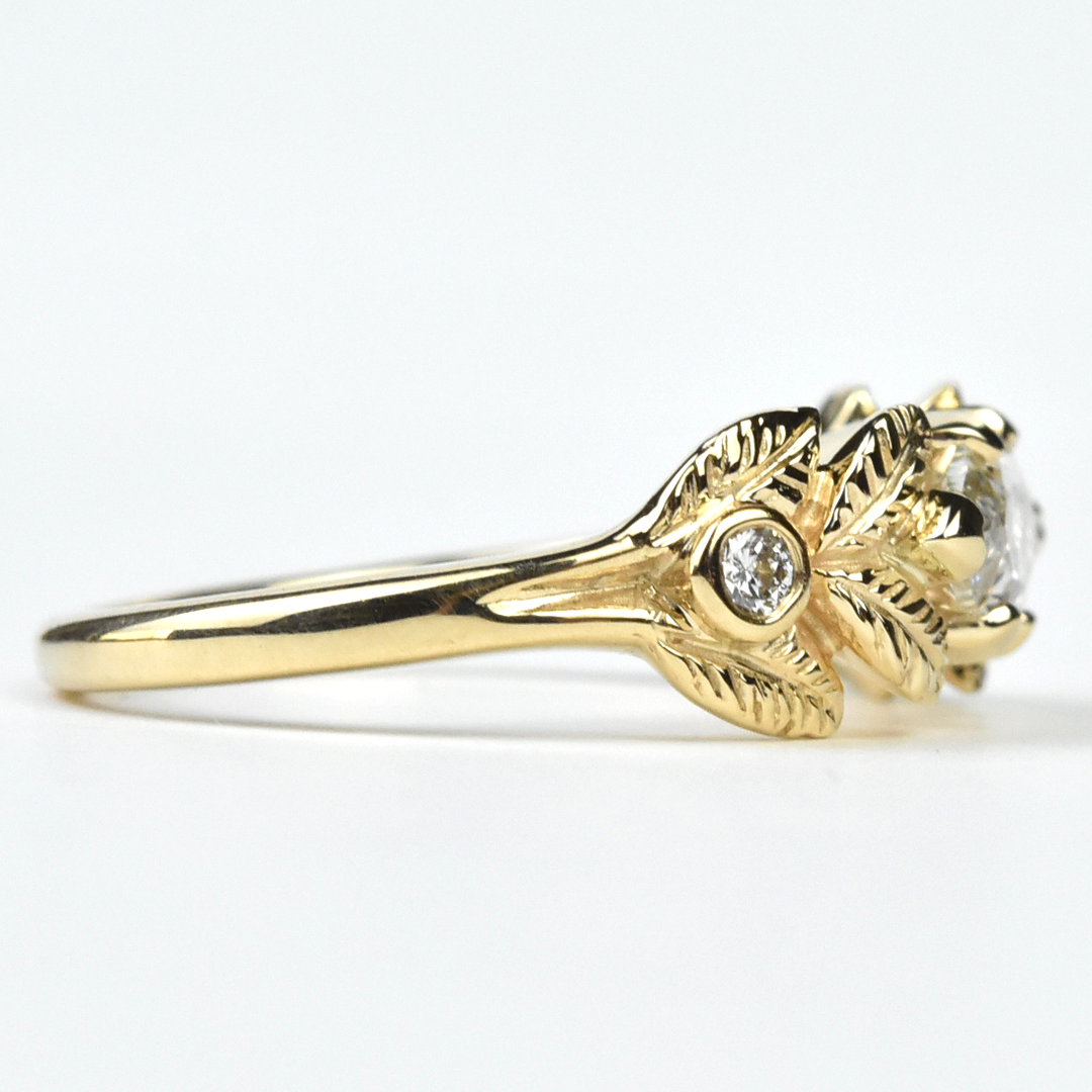Diamond Laurel Engagement Ring in Yellow Gold - Goldmakers Fine Jewelry