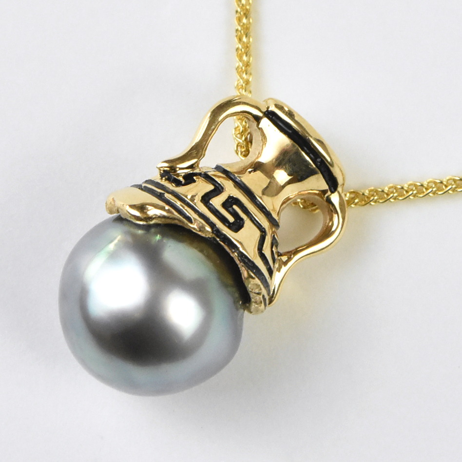 Greek Amphora Pearl Necklace in Gold - Goldmakers Fine Jewelry