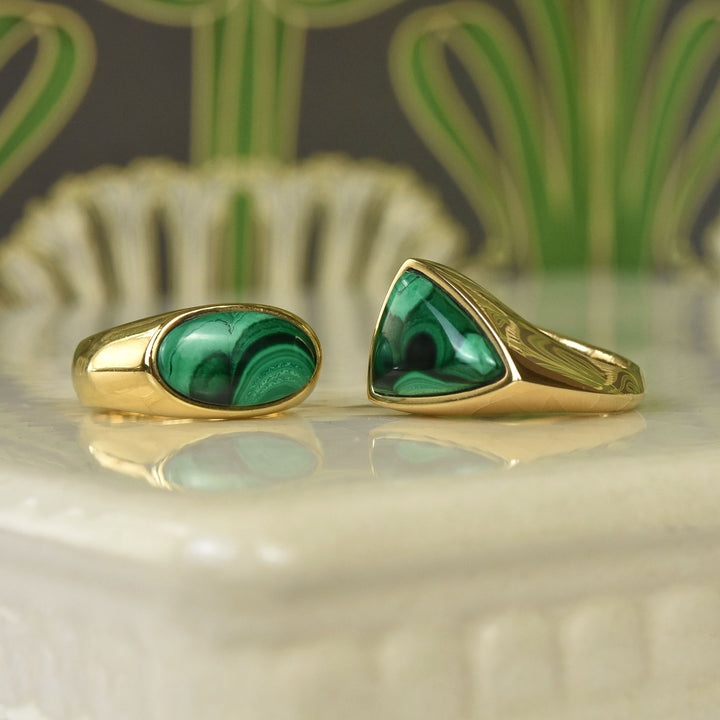 Malachite Gents Ring in 14K Yellow Gold - Goldmakers Fine Jewelry